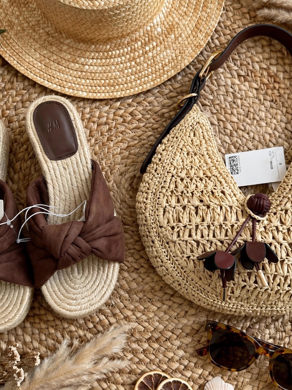 Boho Summer Set - Coffee Platform Espadrilles with Bun  + Luna Bag